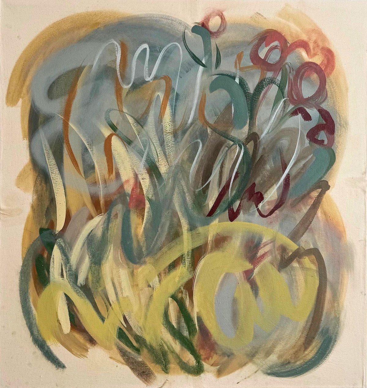 Campo y nopal, oil painting by Liz Hester