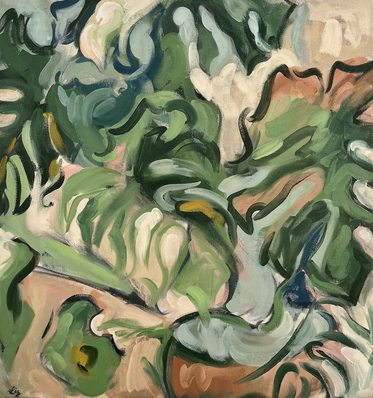 Monstera, oil painting by Liz Hester
